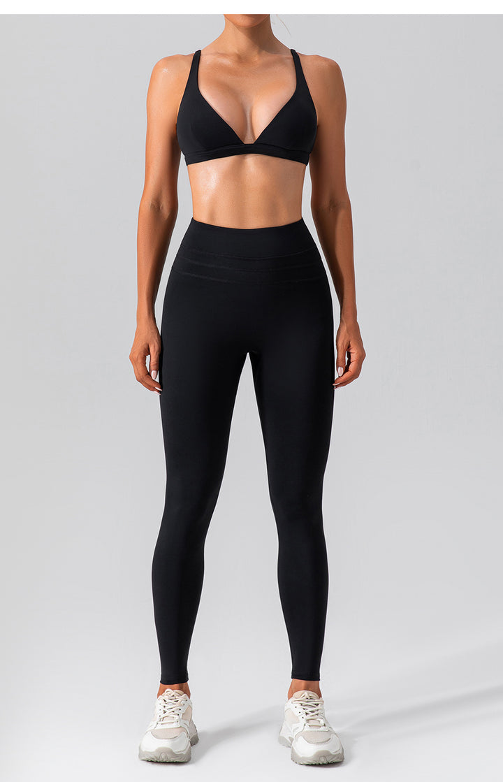 Quick Drying Nude Feel Yoga Clothes Vest Suit Outer Wear Running Sports Bra Suit High Waist Fitness Clothes