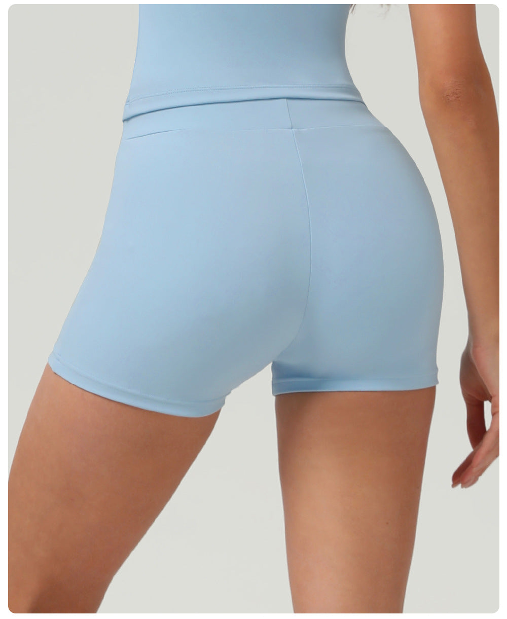 Nude Feel Hip Lifting Yoga Shorts High Waist Belly Contracting Fitness Pants Women Quick Drying Tight Sports Running Shorts