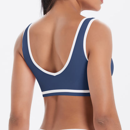 Tight Nude Feel Contrast Color Sports Back Shaping Women Backless Yoga Bra Tennis Workout Clothes Outer Wear Sports Top