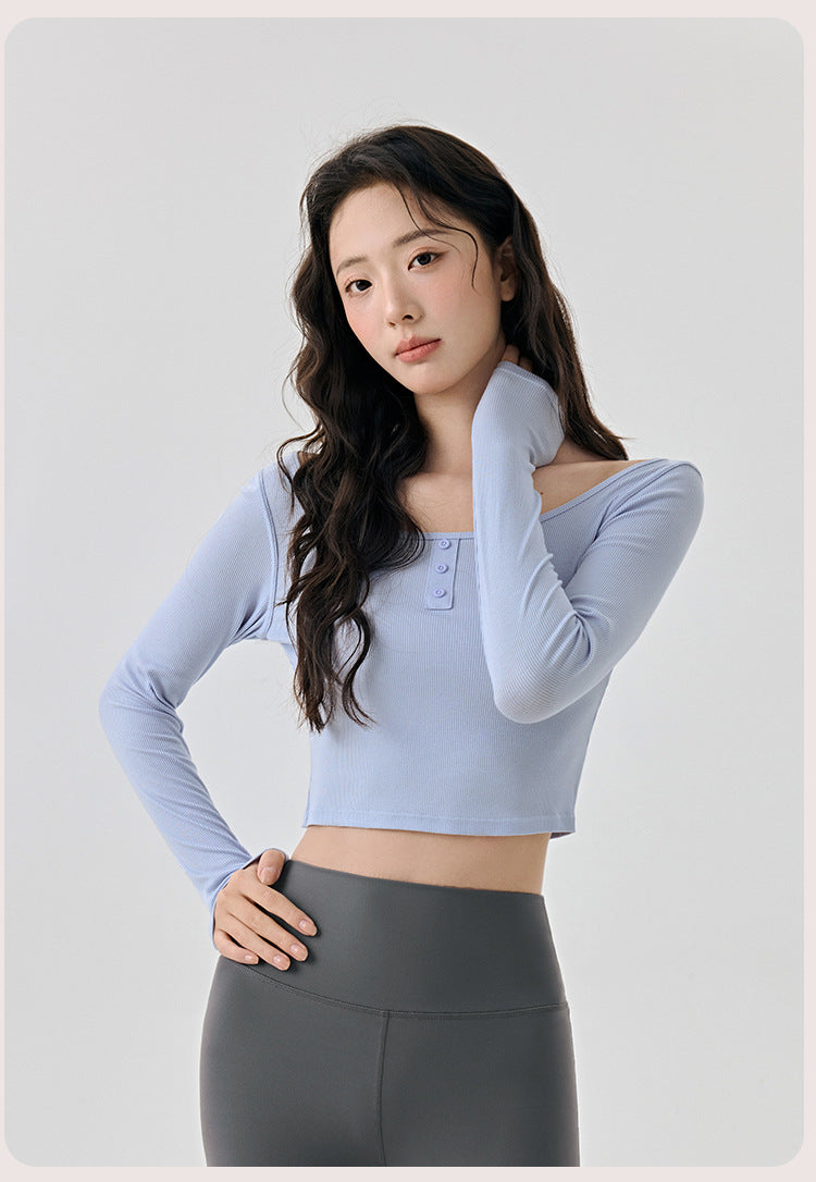 Scoop Yoga Clothing Top Women Short Slim Fit Slimming Workout Top