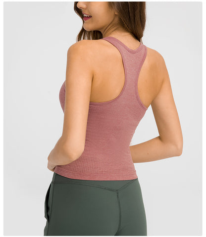 Yoga Clothes Autumn Winter with Chest Pad I-Shaped Beauty Back Yoga Vest Sports Running Fitness Top Women