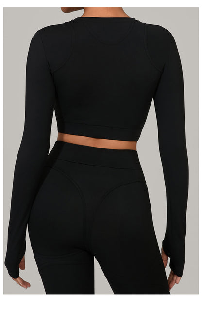 Autumn Sand Brushed Long Sleeve Yoga Clothes High Strength Workout Clothes Pilates Running Sport Long Sleeve Top