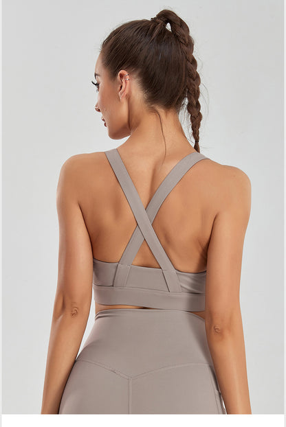 Plus Size Sports Bra Women Fitness Running High Shockproof Yoga Clothes Big Chest Show Small Beauty Back Zipper Bra