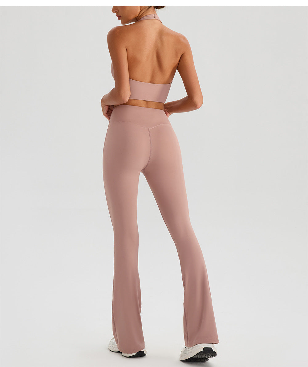 Nude Feel High Waist Hip Lift Yoga Pants Bell Bottom Pants Running Fitness Pants Slimming Tight Breathable Sports Pants