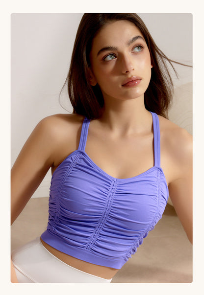 Spring Summer Yoga Wear Professional Sports Underwear with Chest Pad Push up Collapsed Beauty Back Outer Wear Training Workout Top