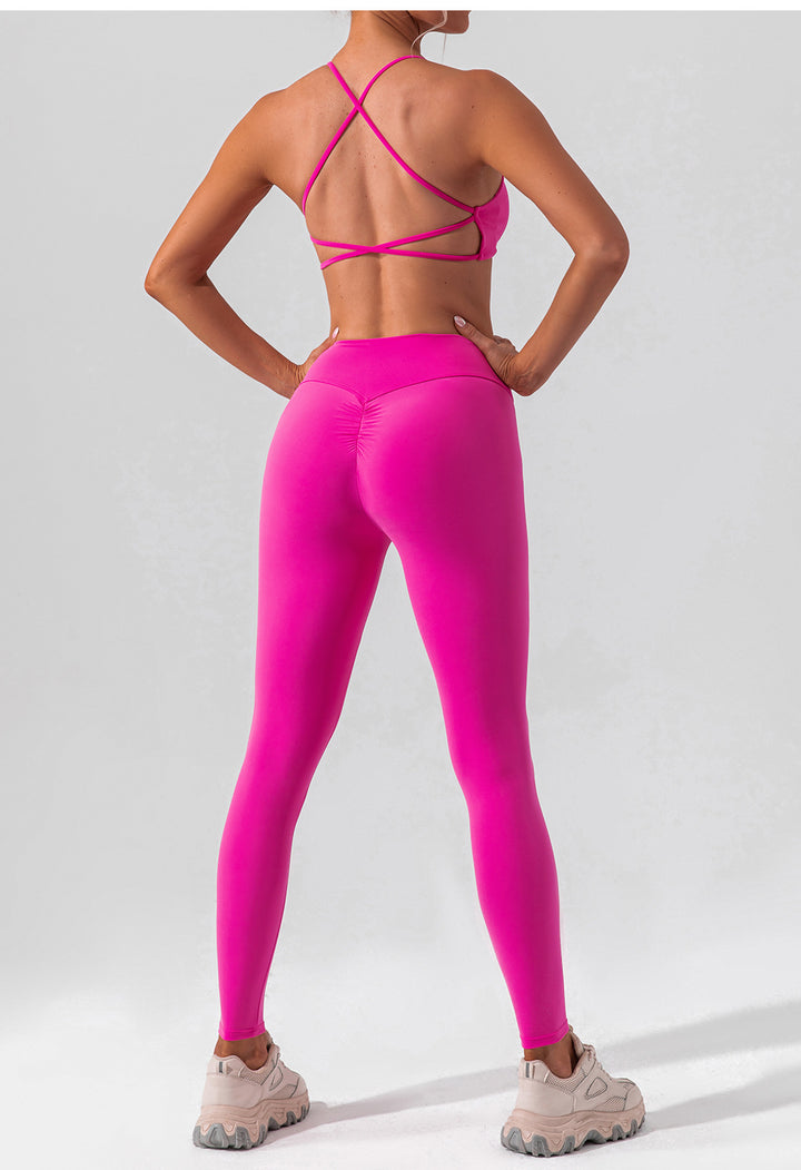 High Waist Stretch Brushed Nude Feel Yoga Pants Hip Lift Belly Shaping Slim Fit Fitness Pants Training Running Workout Pants Women