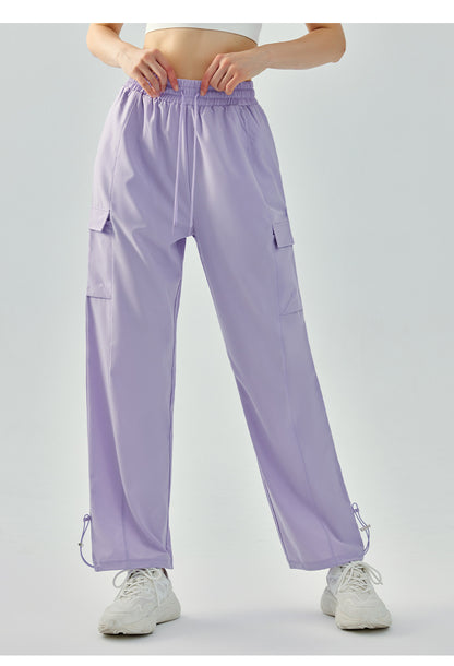 High Waist Yoga Wide Leg Pants Loose Fitted Figure Flattering Sports Pants Women Casual Sports Straight Pocket Fitness Pants