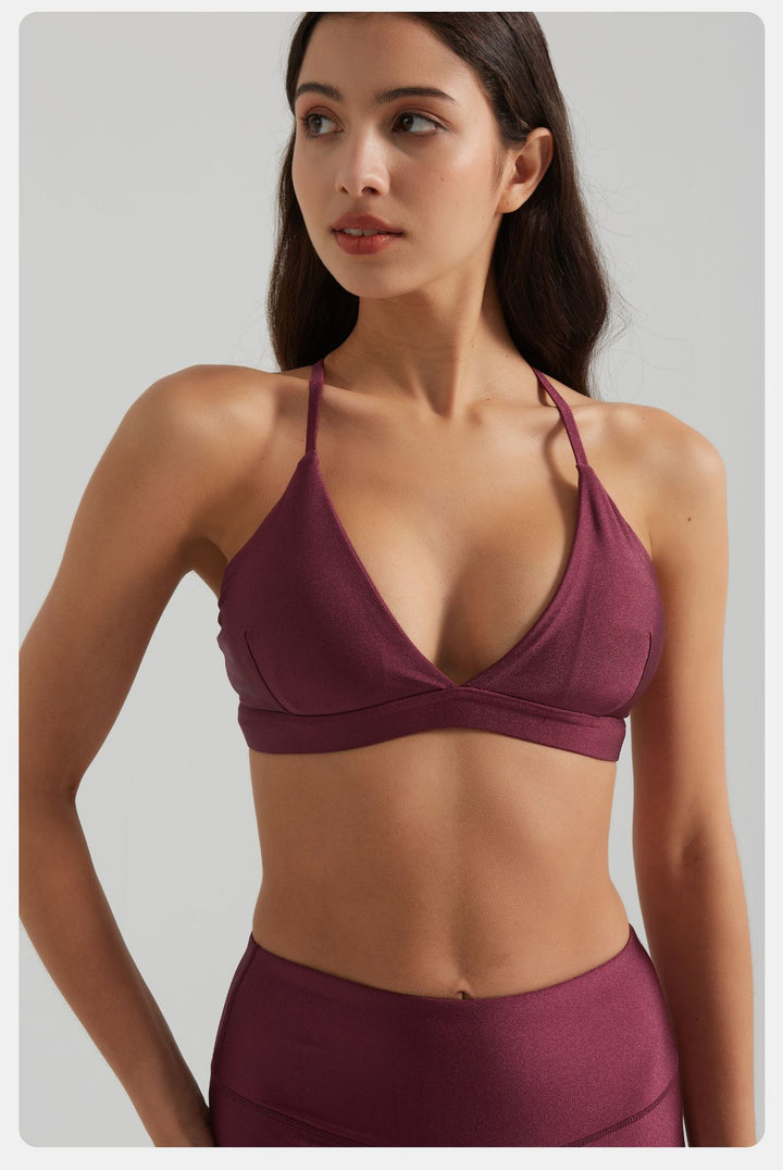 Alo Pearl Sports Sexy Triangle Bra Nude Feel High Waist Hip Lift Belly Contracting Close Fitting Yoga Fitness Two Piece Sets
