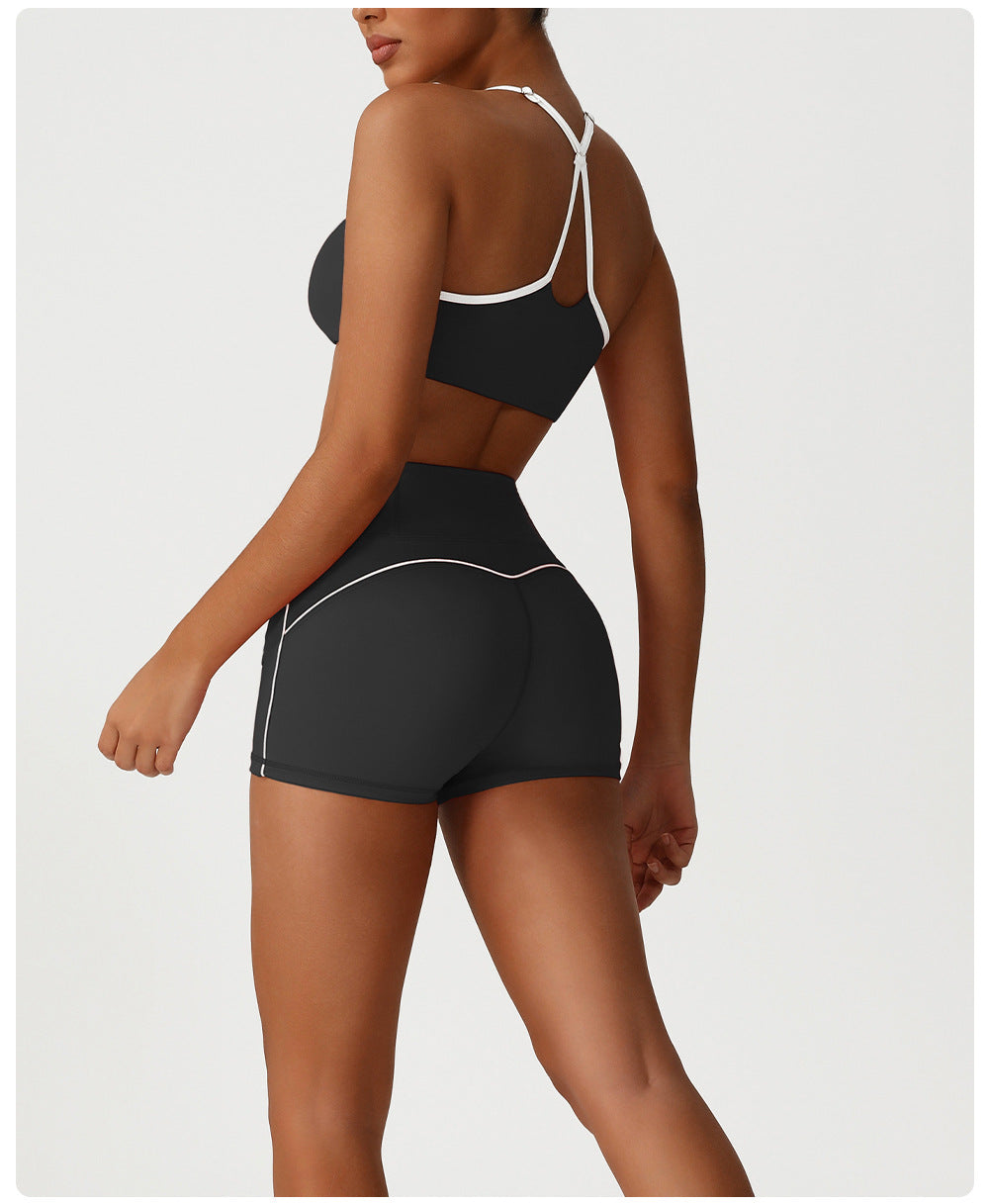 Nude Feel Cross Backless Bra Shockproof Push up High Elastic Sports Underwear Sexy Shaping Yoga Bra