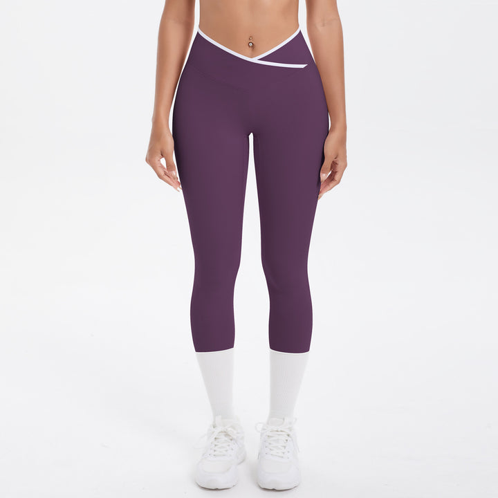 Sexy Hip Lifting Cross High Waist Cropped Pants Women Sports Fitness Pants