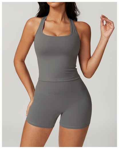 Sollinarry Brushed H Shaped Beauty Back Sports Vest Women Tight Quick Dry Casual Running Fitness Top Yoga Clothes