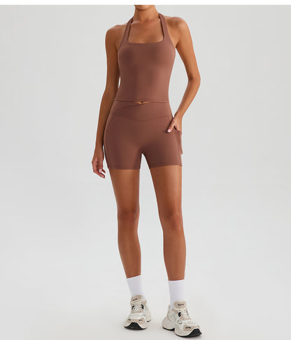 Summer Yoga Bra Halter Sports Underwear Women Beauty Back High Strength Shock Absorption Outer Wear Fitness Vest