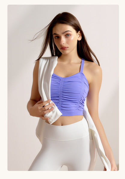 Spring Summer Yoga Wear Professional Sports Underwear with Chest Pad Push up Collapsed Beauty Back Outer Wear Training Workout Top