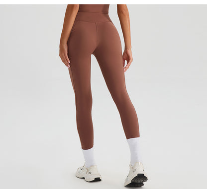 Summer High Waist Cross Yoga Trousers Nude Feel Quick Drying Fitness Outer Pocket Running Body Shaping Sports Trousers