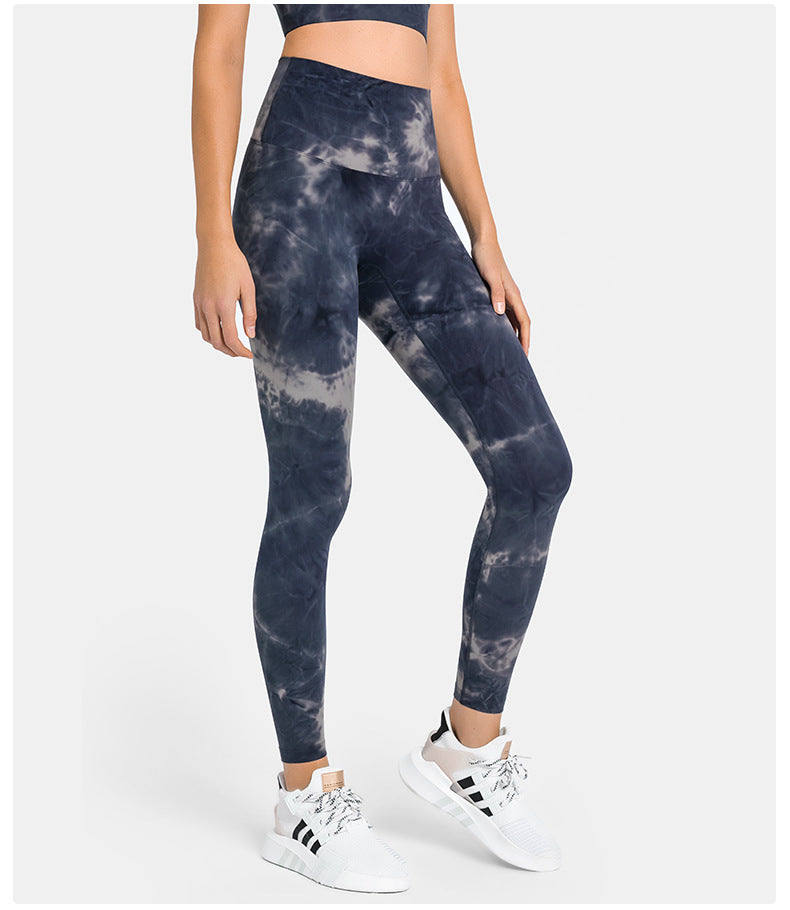 Diqian Non Embarrassing Line Skin Friendly Nude Feel Yoga Pants High Waist Shaping Stretch Sports Ninth Pants Women