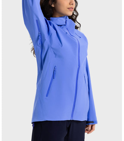 Big Brand Same YKK Zipper Windproof Waterproof Moisture Permeable Shell Jacket Multi Functional Mid Length Hooded Outdoor Mountaineering Clothing