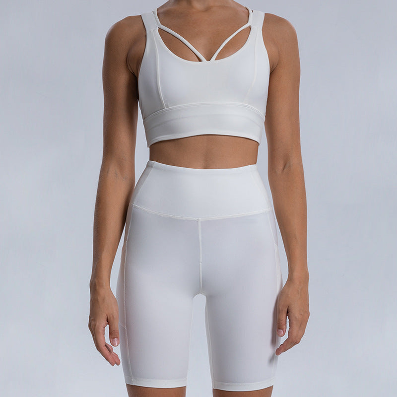 Autumn Winter Nylon Nude Feel Yoga Vest White Body Shaping Cross Backless Bra Single Bar Special Offer
