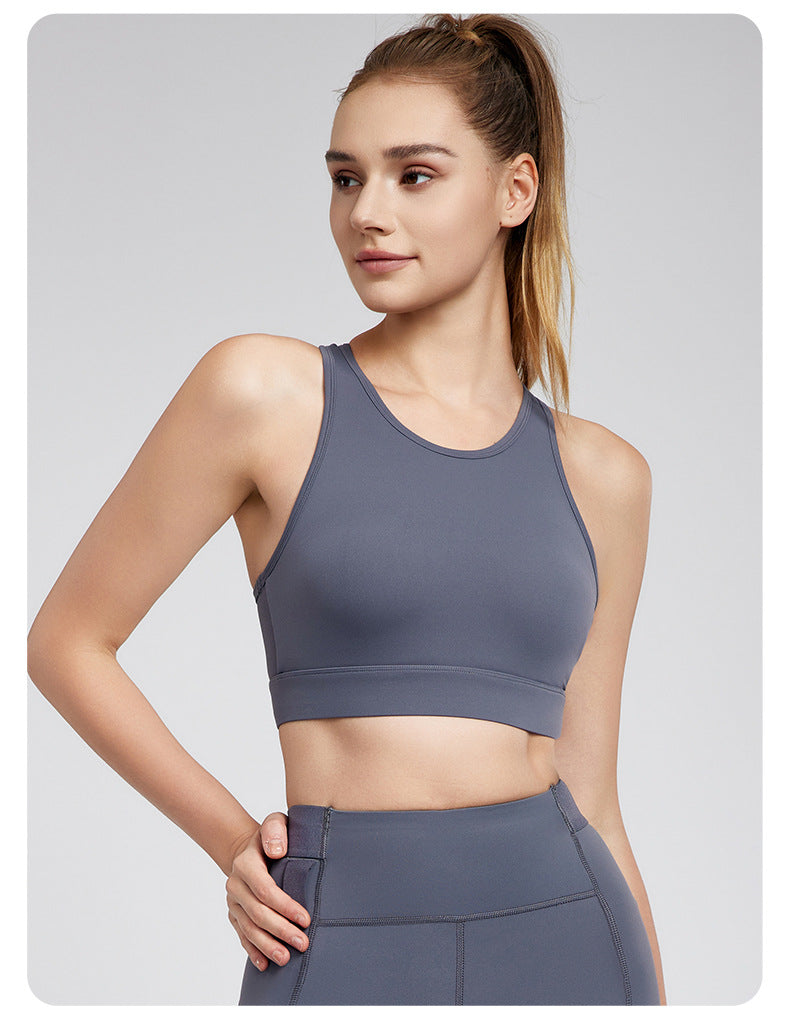 Sports Vest Women Fitness Fixed Cup Casual H Shaped Beauty Back Cool Inner Bra Short Sleeveless Yoga Bra