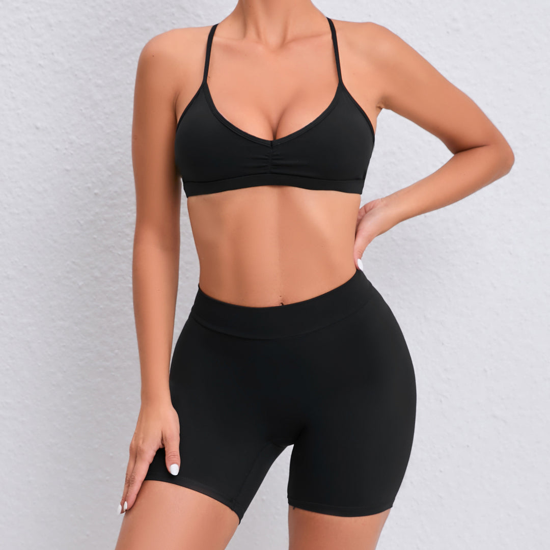 Quick Drying Nude Feel Yoga Suit Sexy Sports Running Fitness Clothes Suit Beauty Back Yoga Two Piece Set