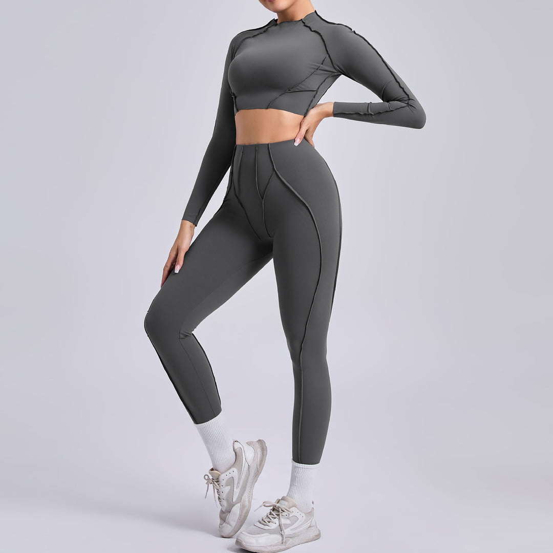 Yoga Two Piece Sets Women Pleated Hip Lifting All Match Yoga Clothes Running Exercise Workout Outfit