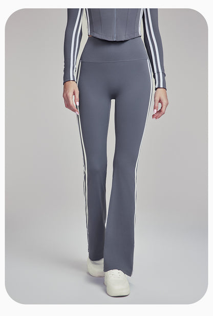 Slim Yoga Trousers Women Outer Wear Thin High Waist Belly Contracting Fitness Bell Bottom Pants Pilates Training Workout Pants