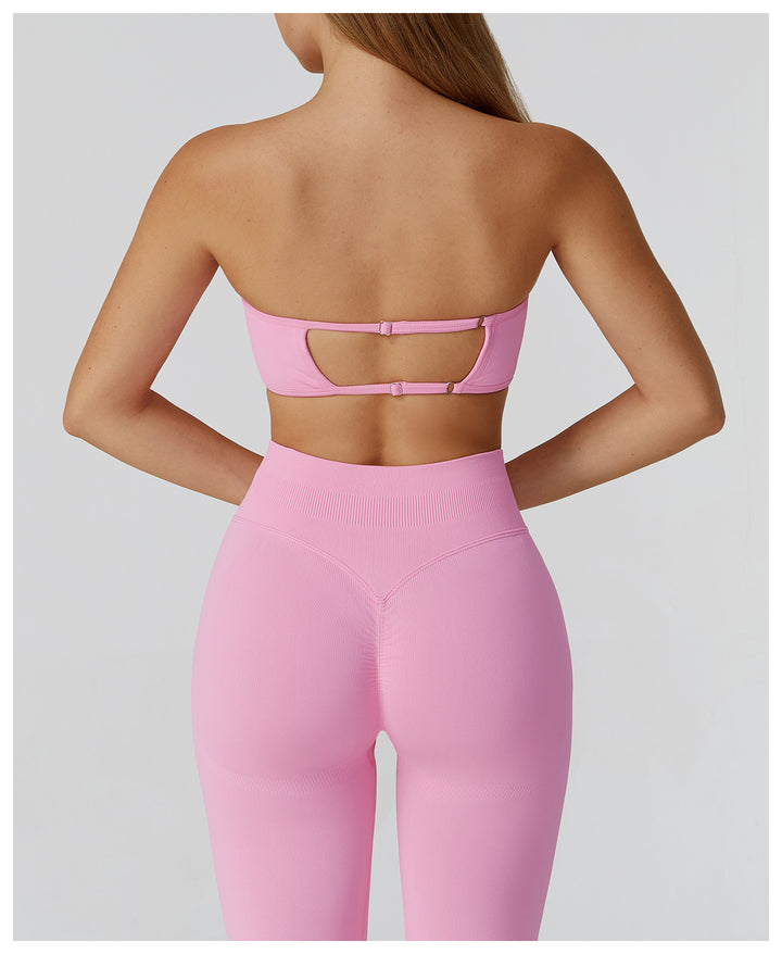 Sollinarry Seamless Sports Underwear Tube Top Yoga Bra Hollow Out Cutout out Beauty Back Running Sports Bra Women