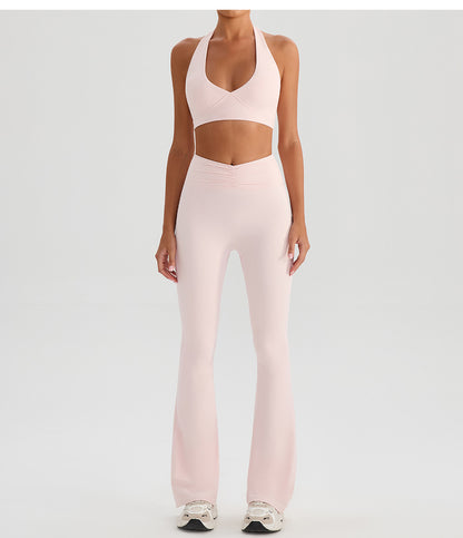 Nude Feel High Waist Hip Lift Yoga Pants Bell Bottom Pants Running Fitness Pants Slimming Tight Breathable Sports Pants