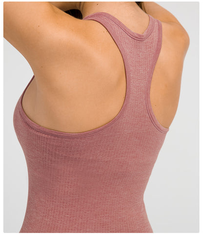 Yoga Clothes Autumn Winter with Chest Pad I-Shaped Beauty Back Yoga Vest Sports Running Fitness Top Women