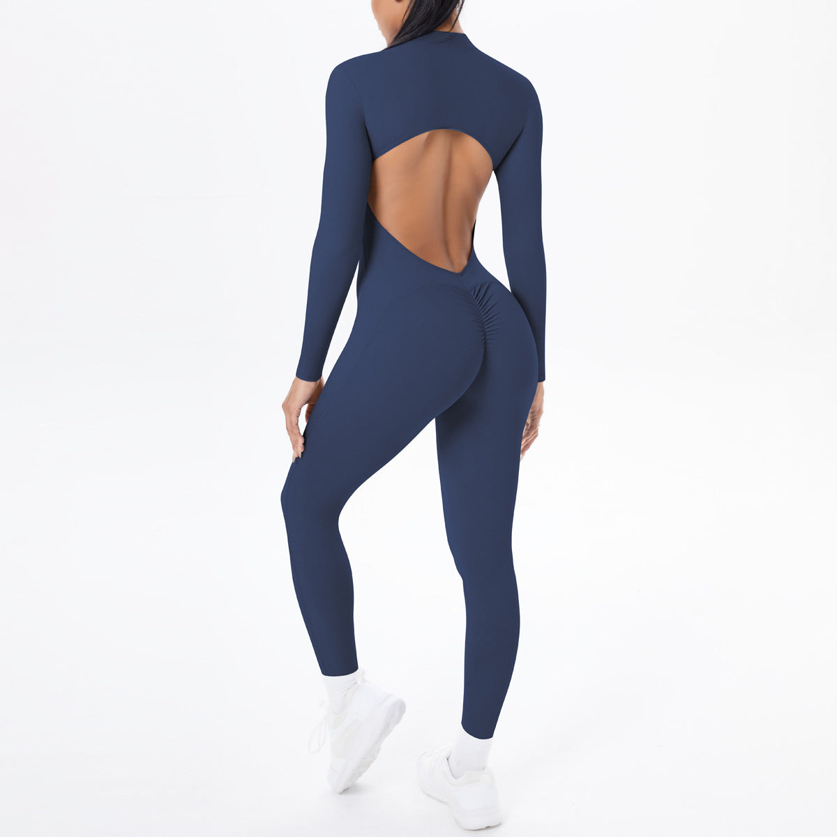 Long Sleeve Yoga Zipper One Piece High Strength Hollow Out Cutout out Beauty Back Running Fitness Clothes Sports One Piece Tights