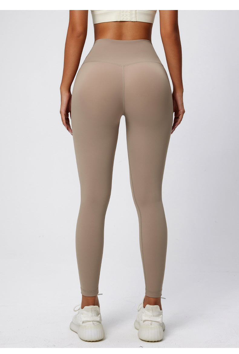 Nude Feel Yoga Pants Women Sexy High Waist Hip Lifting No Embarrassment Line Sports Tight Shark Trousers