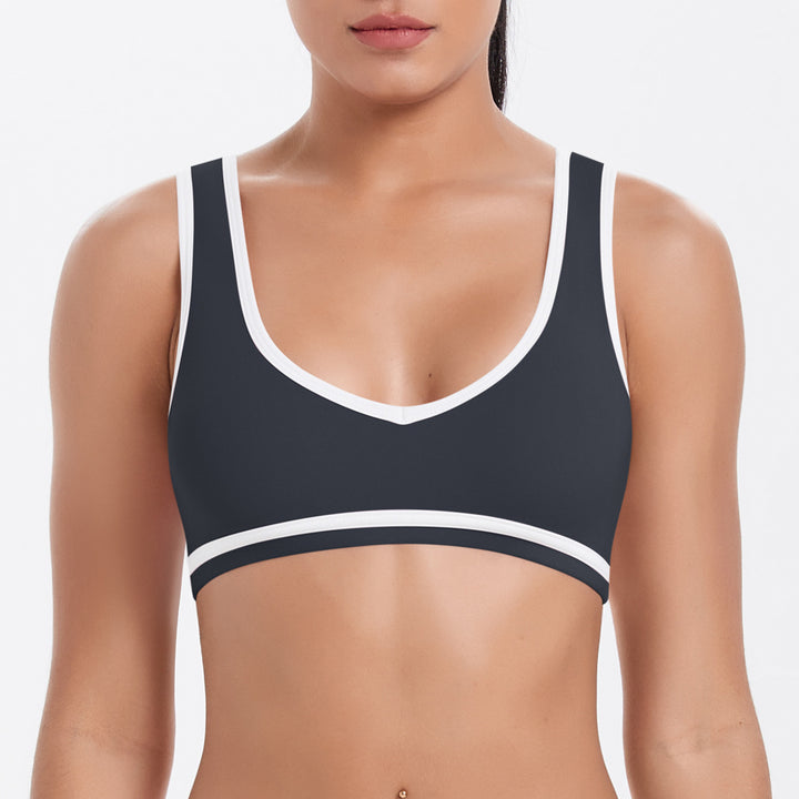 Tight Nude Feel Contrast Color Sports Back Shaping Women Backless Yoga Bra Tennis Workout Clothes Outer Wear Sports Top