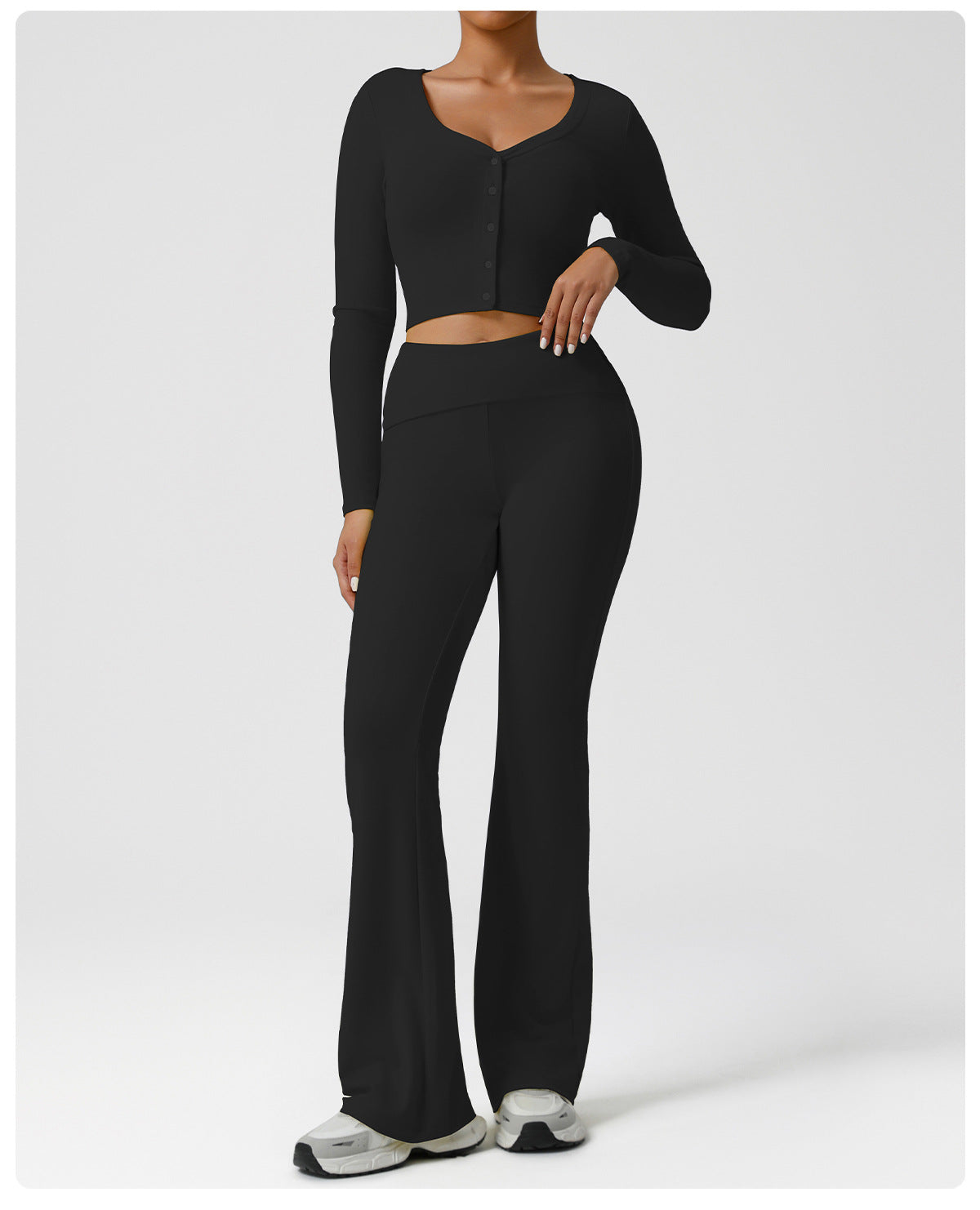 Autumn Sports Casual Bootcut Trousers High Waist Folding Hip Raise Yoga Pants Drape Dance Training Workout Pants