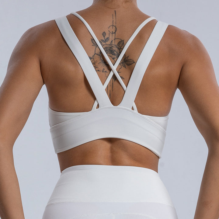 Autumn Winter Nylon Nude Feel Yoga Vest White Body Shaping Cross Backless Bra Single Bar Special Offer