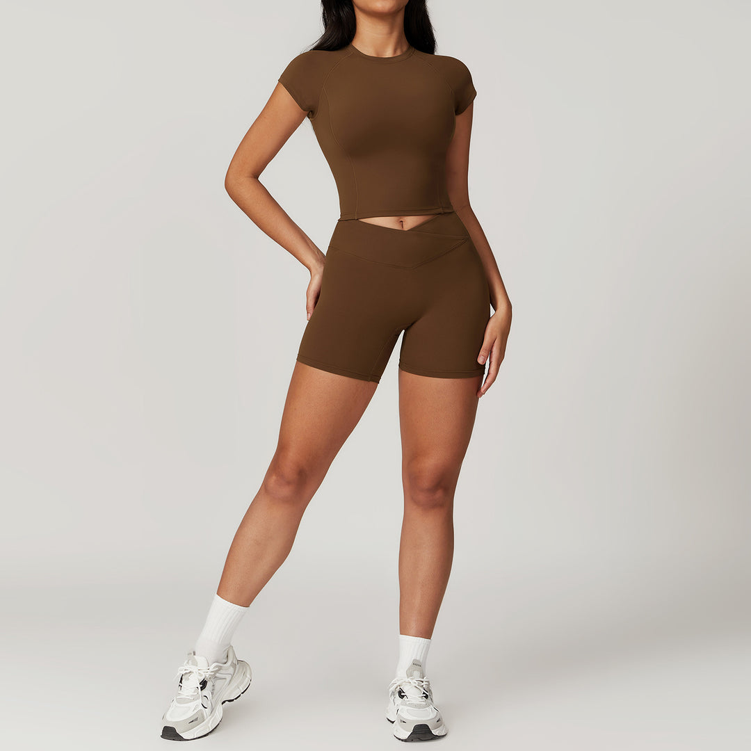 Short Sleeve Shorts Light Brown