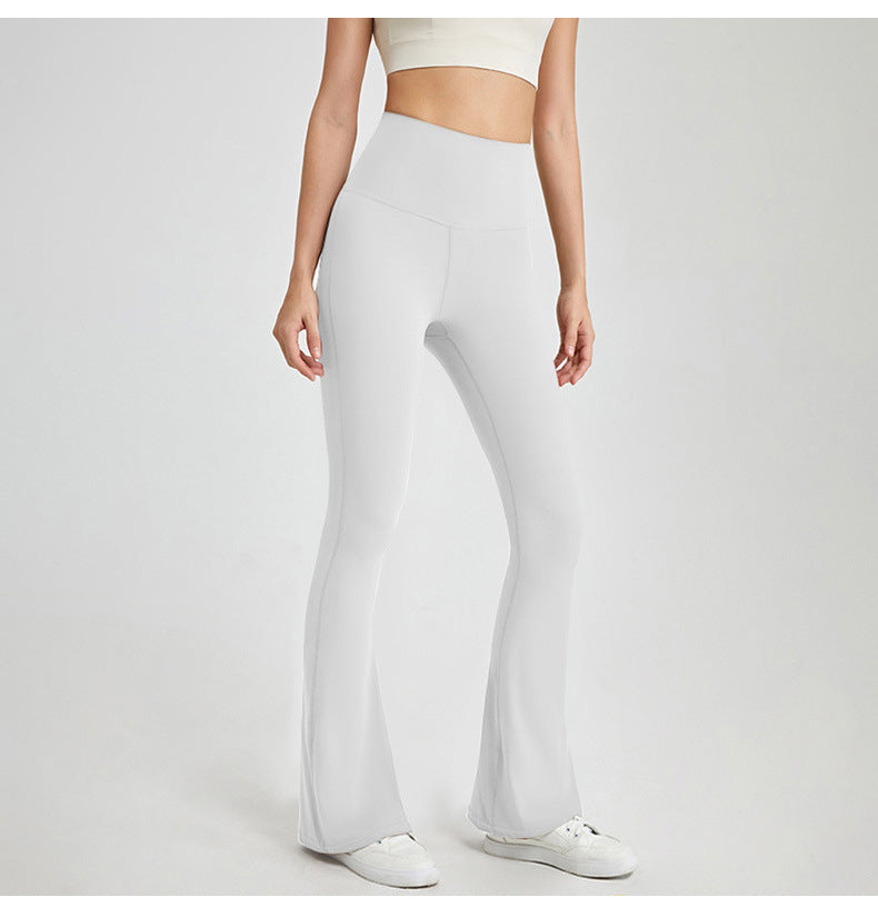 Peach Hip High Waist Flared Pants Women High Elastic Sports Yoga Tight Nude Feel High Waist Drooping Wide Leg Pants Bootcut Trousers