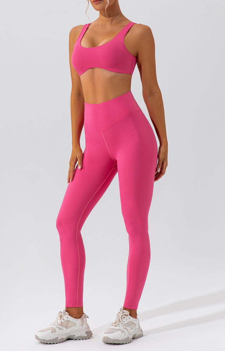 Nude Feel Hip Lifting Yoga Suit Women Quick Drying Running Sports Back Shaping Fitness Suit