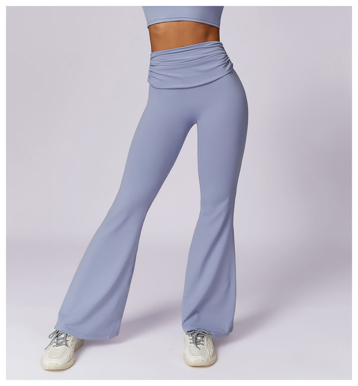 Sollinarry Dry Hip Raise Yoga Pants Nude Feel Casual Wide Leg Sports High Waist Tight Bell Bottom Pants Women