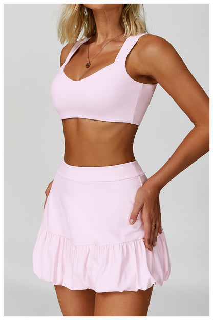 Sollinarry Nude Feel Yoga Bra Women Fitness Running Double Shoulder Strap Underwear Hollow Out Cutout out Beauty Back Exercise Underwear