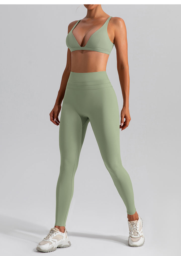 Quick Drying Nude Feel Yoga Clothes Vest Suit Outer Wear Running Sports Bra Suit High Waist Fitness Clothes