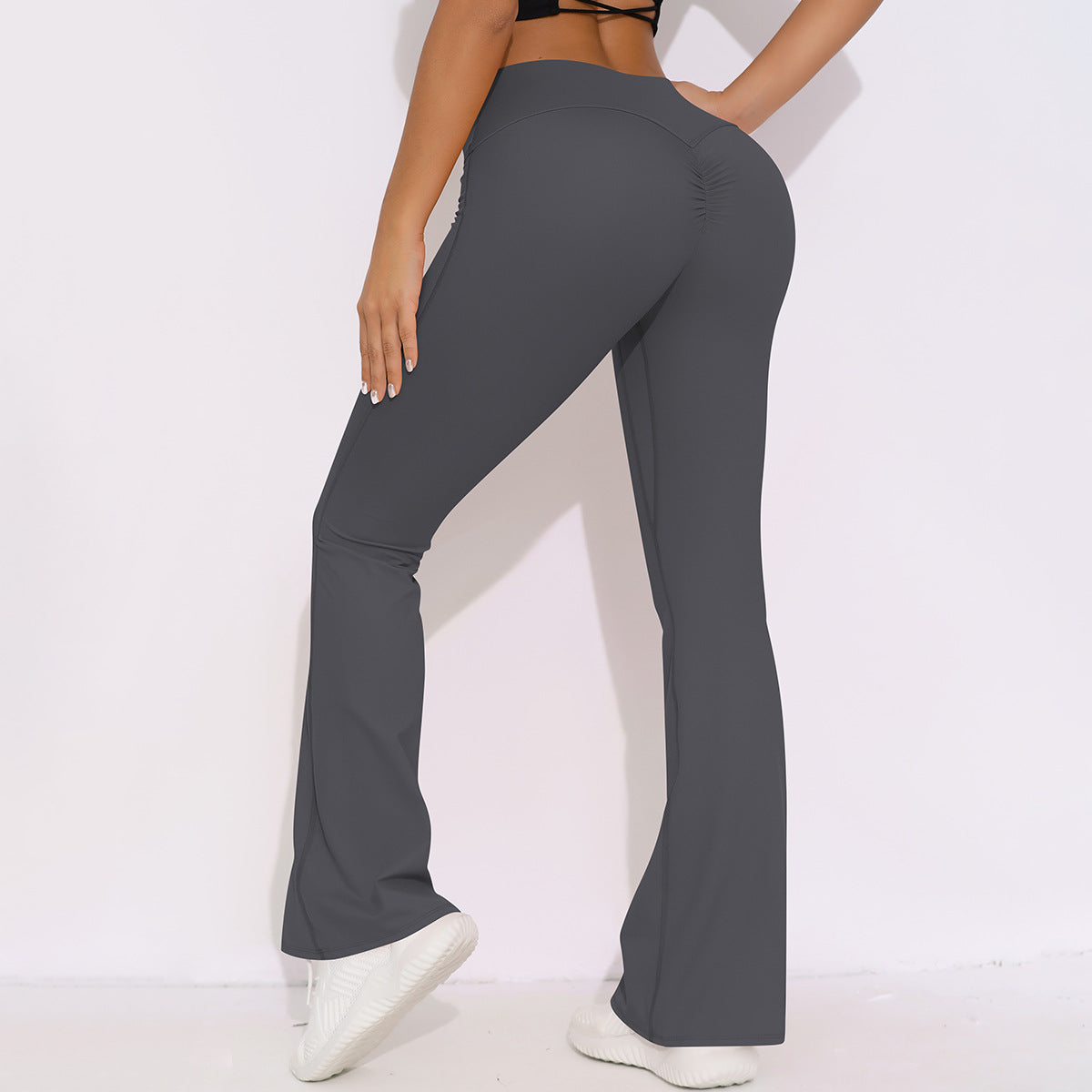 Internet Celebrity Breathable Brushed High Waist Stretch Hip Lift Casual Pocket Wide Leg Cropped Pants Running Fitness Yoga Leggings