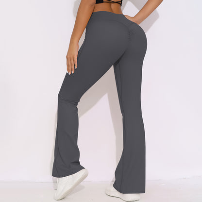 Internet Celebrity Breathable Brushed High Waist Stretch Hip Lift Casual Pocket Wide Leg Cropped Pants Running Fitness Yoga Leggings