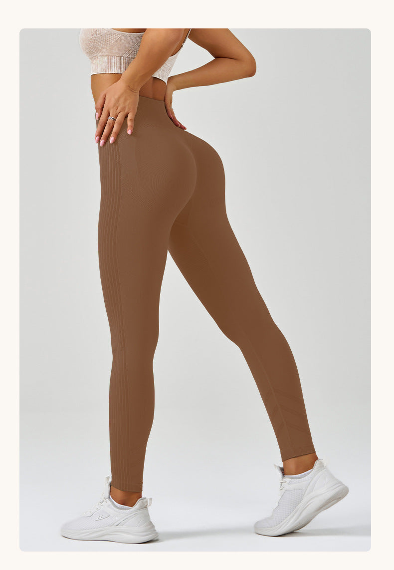 Fitness Pants Hip Raise Yoga Pants Women Seamless Knitted Tight High Waist Breathable Exercise Workout Pants