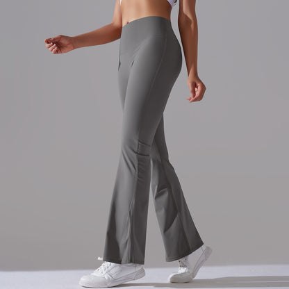 Classic Solid Color Bell Bottom Pants Yoga Pants Women Slim Fit Hip High Waist Elastic Training Wide Leg Pants Fitness Pants