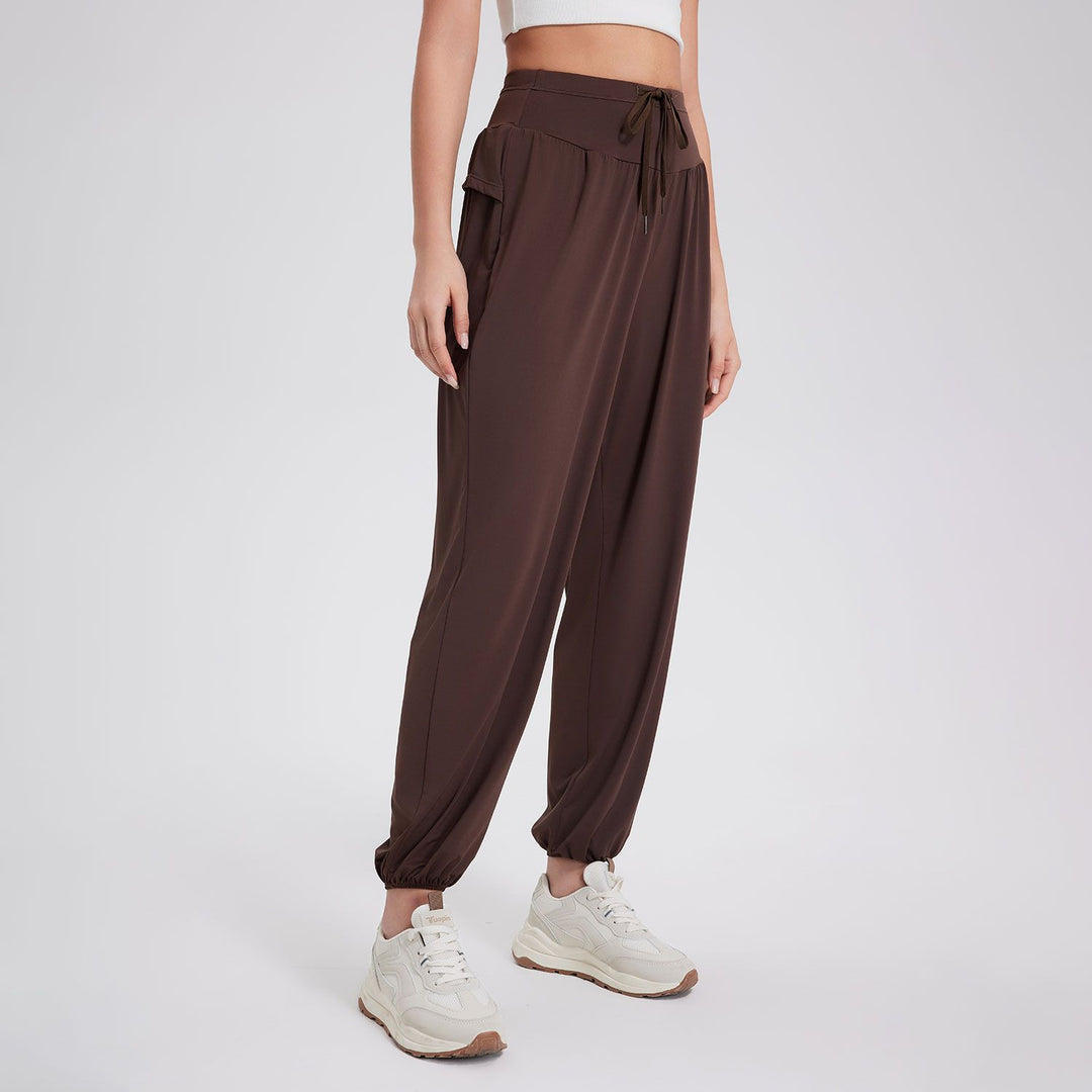 High Waist Drawstring Fitness Yoga Pants Women Loose Casual Ankle Tied Harem Pants Running Cool Quick Drying Anti Moisture Sports Pants