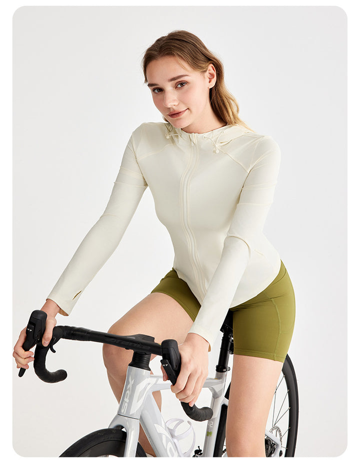 Raw Yarn Ice Feeling Hooded Sun Proof Top Women Slim Fit Slimming UV Protection UPF50 Outdoor Riding Sun-Protective Clothing
