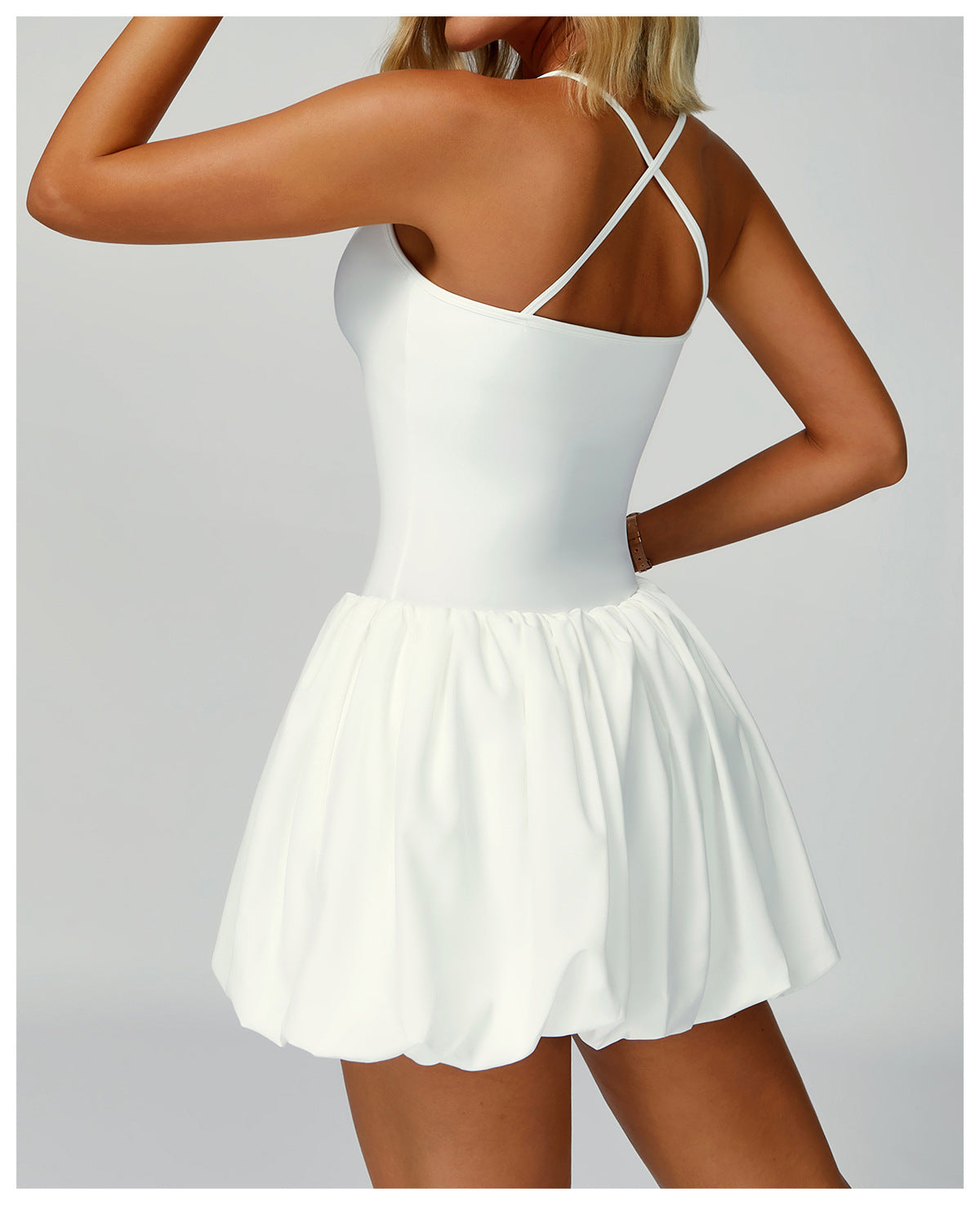 Sollinarry Cross Back Tennis Dress Nude Feel Anti Exposure Exercise Dress Outdoor Casual Running Sports Dress