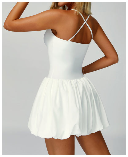 Sollinarry Cross Back Tennis Dress Nude Feel Anti Exposure Exercise Dress Outdoor Casual Running Sports Dress