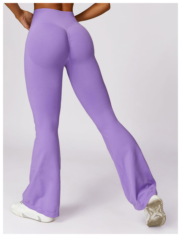 Sollinarry Wide Leg Tight Seamless Hip Lifting Yoga Bell Bottom Pants Abdominal-Shaping High Waist Bootcut Casual Sports Pants