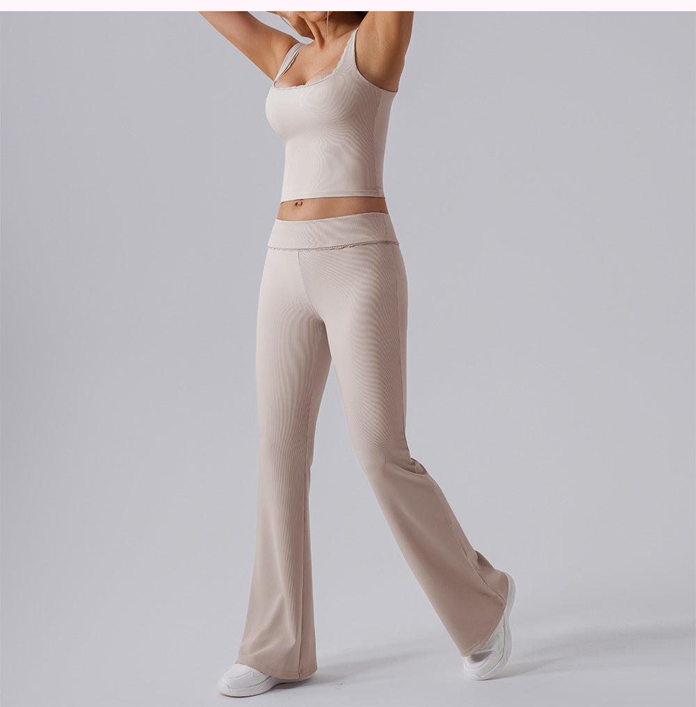 High Waist Tight Yoga Bell Bottom Pants Wide Leg Outerwear Bell-Bottom Pants Women Hip Lifting Casual Fitness Running Workout Pants