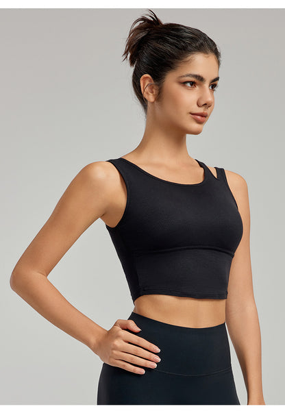 Women Pilates Workout Top Running Yoga Vest with Chest Pad